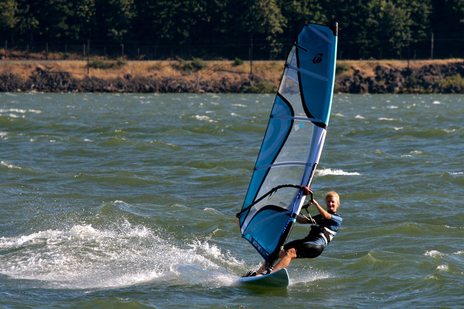 Daryl windsurfing at the Hatchery.