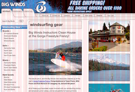 A demonstration of the grid-based layout of bigwinds.com