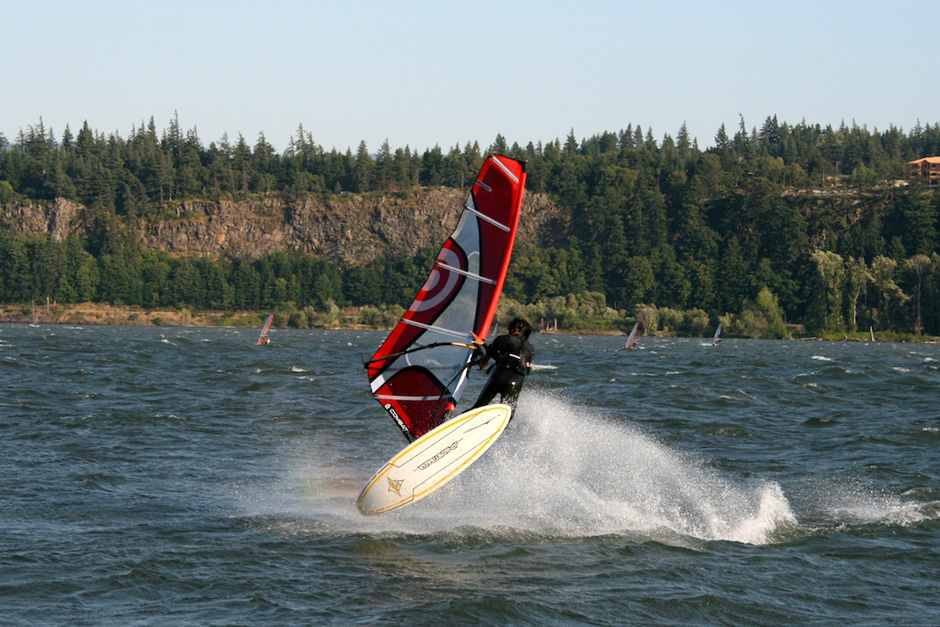 Kevin windsurfing.