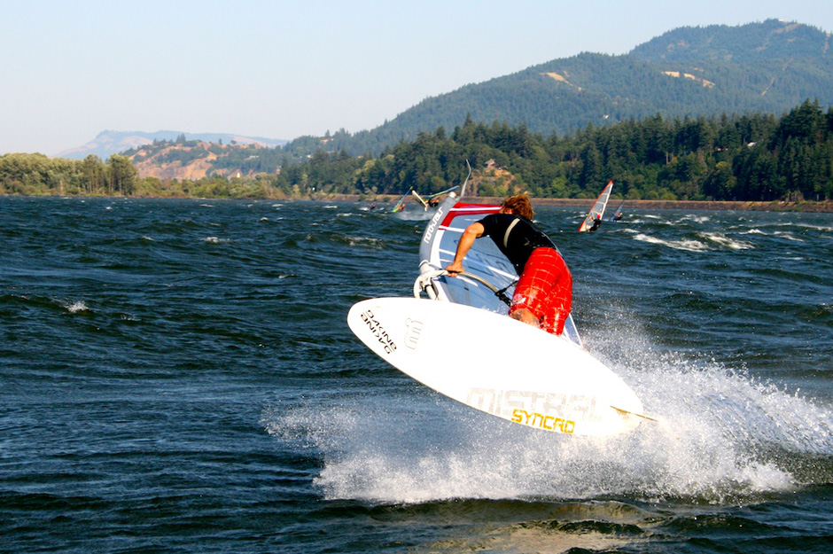 Rob Warwick windsurfing.