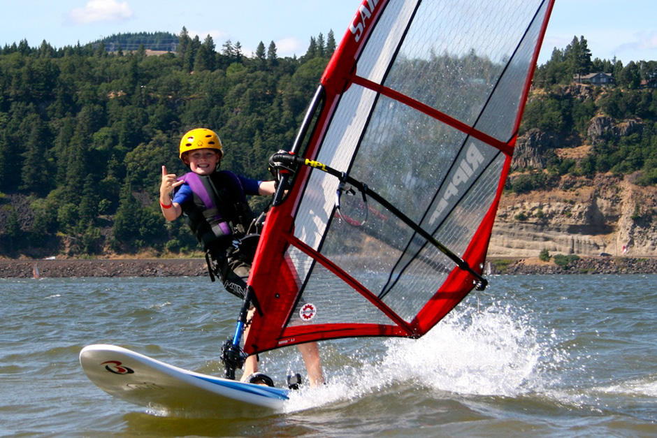 Andy windsurfing.