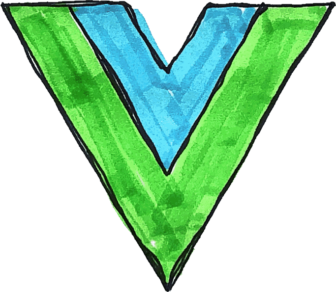 Vue.js logo, sketched