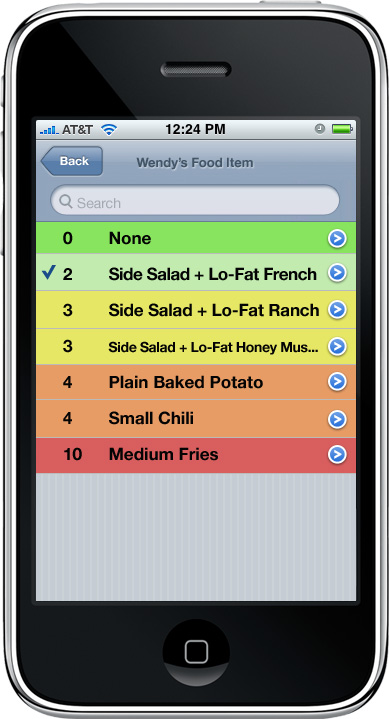 High-fidelity concept of our proposed Fast Food Advisor application