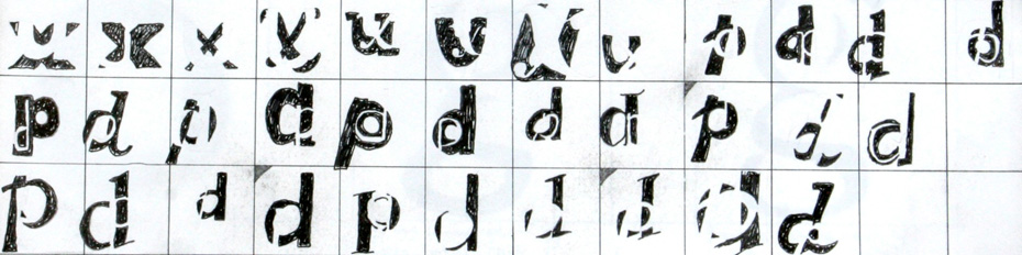 Preliminary one-inch letterform sketches