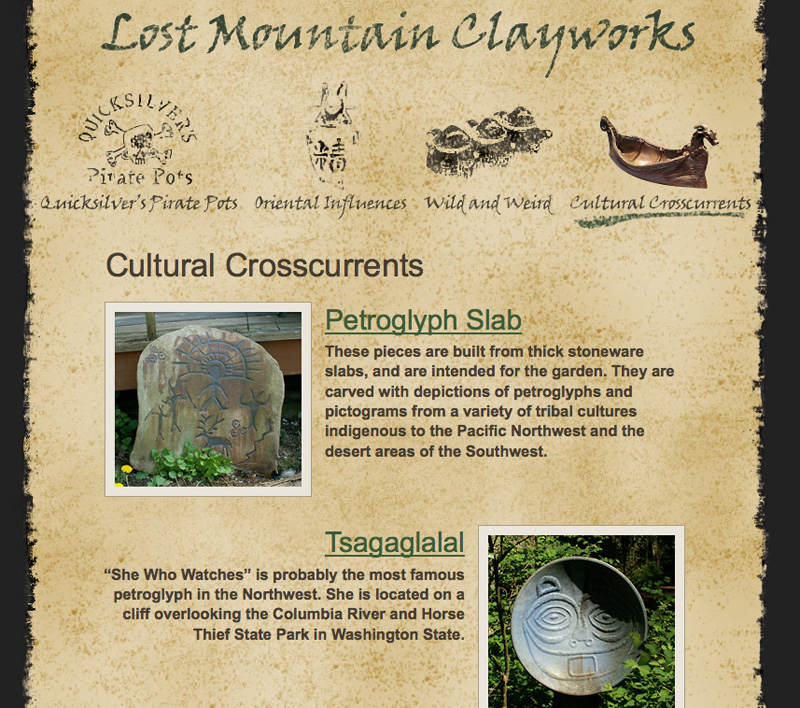 Screenshot of the redesigned Lost Mountain Clayworks website