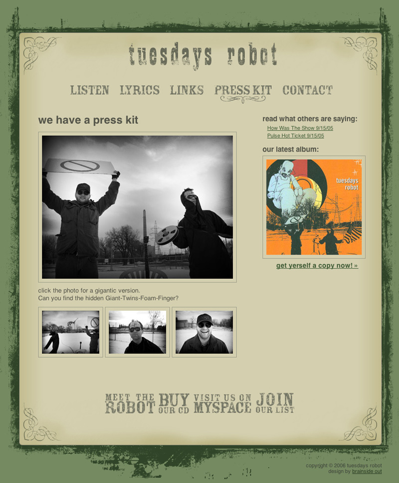 Screenshot of the redesigned Tuesdays Robot website